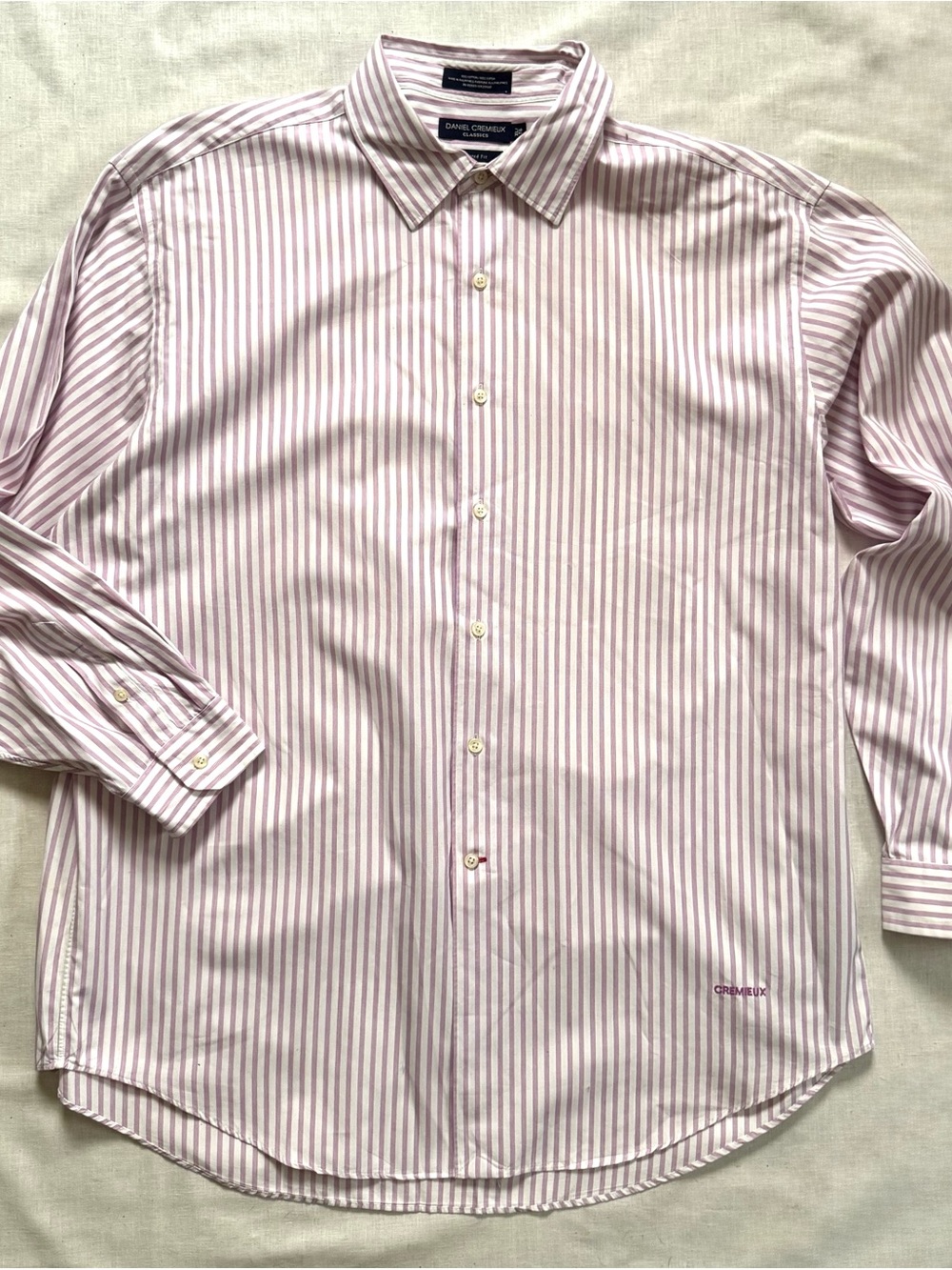 Daniel Cremieux Purple and White Striped Button-Front Shirt